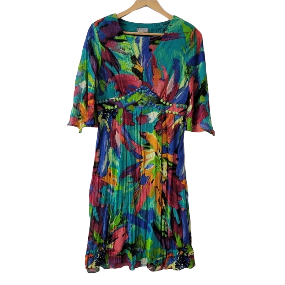 Graphic Print Boho Crepe Lightweight Dress